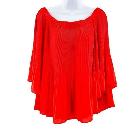 2/$30 Vince Camuto Accordion Pleated Off the Shoulder Flowy Top Blouse Medium - Picture 5 of 10